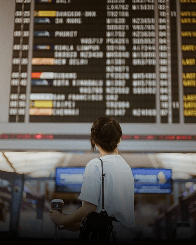 Airport departures board